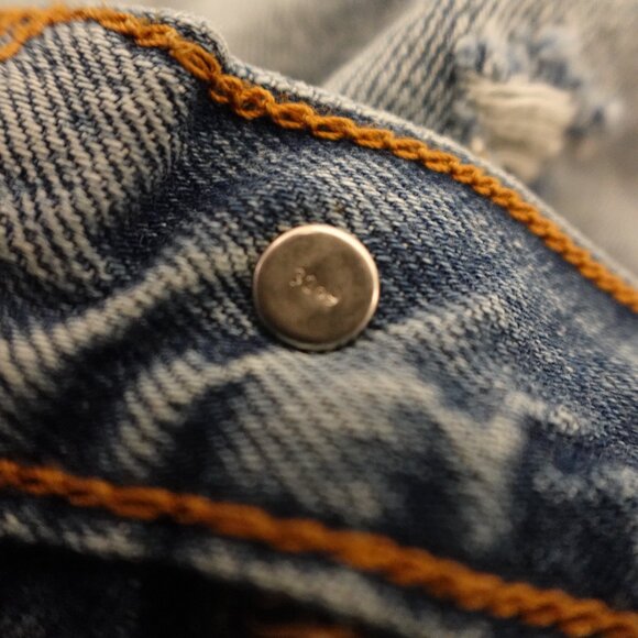 Levi's 501 Cutoff denim shorts women's 33 blue button fly red tab 2 1/2" inseam - Picture 9 of 11